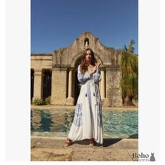 Wear this sexy wrap boho maxi dress that comes with a stylish v neck and a beautiful middle-eastern Arab pattern. Want to see more boho styles? Explore our full selection of Boho Dresses! Size AU/UK EU US Bust Sleeve Length S 8 34 4 102cm 56cm 126cm M 10 36 6 106cm 56cm 126cm L 12 38 8 110cm 57cm 127cm XL 12-14 42 10 114cm 57cm 127cm White Boho Print V-neck Maxi Dress, V-neck Boho Dress With Boho Print For Festivals, Spring Festival V-neck Maxi Dress, Bohemian Long Maxi Dress For Spring, Bohemian Floor-length Maxi Dress For Spring, Spring Boho Print Long Maxi Dress, Bohemian V-neck Maxi Dress For Spring, Bohemian V-neck Boho Dress For Festivals, Festival Boho Dress With V-neck Boho Print