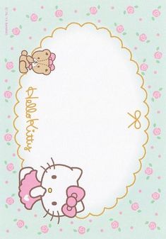 a hello kitty birthday card with a teddy bear