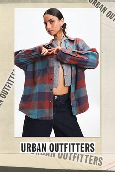 Elevated essential BDG shirt in an oversized, boxy fit. Designed in a soft cotton flannel featuring a collared neckline, button-down front and a curved hem. Topped with a chest pocket. Exclusively at Urban Outfitters. Features BDG Dani oversized flannel shirt Slouchy shirt jacket Soft brushed cotton flannel Collared neckline and long sleeves with buttoned cuffs Front chest pocket Button-down front Curved hem Boxy, oversized fit Tunic length Button closure UO exclusive Content + Care 100% Cotton Machine wash Imported Size + Fit Model in Blue Multi is 5’9.5" and wearing size Small Measurements taken from size Small Chest: 27" Length: 27" | BDG Dani Oversized Flannel Shirt in Red/Blue, Women's at Urban Outfitters Bdg Shirt, Oversized Flannel Shirt, Slouchy Shirt, Fitted Tunic, Oversized Flannel, Blue Fits, Tunic Length, Small Chest, Brushed Cotton