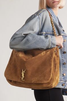 When you invest in a SAINT LAURENT bag, you take home a small piece of the maison's illustrious legacy. This 'Jamie 4.3' style has been crafted in Italy from supple quilted suede and embellished with the unmistakable 'YSL' logo. The gold-tone chain strap has a generous drop, so it'll slip comfortably over your shoulder. Suede Bag Outfit, Fabian Perez, Dream Bags, Dream List, Suede Bag, Saint Laurent Bag, Fall Shopping, Net A Porter, Fashion Handbags