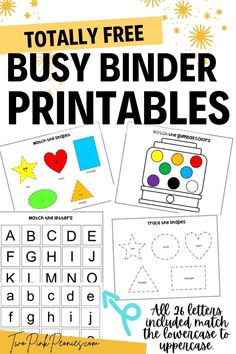 printable worksheet for busy binder activities to help kids learn the alphabet