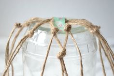 a jar with twine wrapped around it