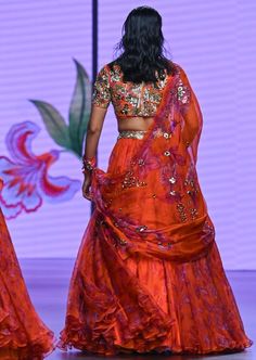 Embroidered blouse with printed lehenga and dupatta. Rahul Khanna, Printed Lehenga, Nyc Studio, Soho Nyc, Nehru Jackets, Western Wedding, Wedding Service, Short Suit, Bride Bridal