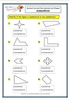 the worksheet for symmetrical and non - symmetrical shapes is shown in this image