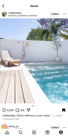 Plunge Pool Landscaping Small Backyards, Australian Pool Ideas, Pools Backyard Australia, Pool Area Ideas Australia, Plunge Pool Ideas Small Spaces, Hamptons Style Pool, Pool Area Design, Pool And Pool House Ideas