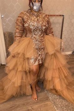 Plus Size Champagne V-neck Sequin Tassel Prom Dress Overskirt Dress, Tulle Overskirt, Plus Size Prom Dress, Long Sleeve Prom, Prom Queens, Sequin Bodycon Dress, Plus Size Prom Dresses, Color Champagne, Prom Dresses With Sleeves