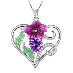 PRICES MAY VARY. FEBRUARY - VIOLET. Violets are all about love. They have heart shaped leaves, are used in poems, and area a sign of true love and everlasting affection. BIRTH MONTH FLOWER WITH BIRTHSTONE NECKLACE.The birth flower necklace with birthstone is the most unique jewelry. Twelve kinds of flowers correspond to twelve months. Birth flowers blooming in different months have different characteristics, symbolizing health, happiness and strength. It can protect you and bring good luck. ❤Mat February Violet, Grandma Friends, Red Crystal Necklace, Flowers Blooming, Birth Month Flower, Birth Month Flowers, Flower Pendant Necklace, Birth Flower, Mom Daughter