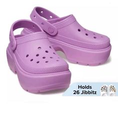 Step Out In Style With These Women's Crocs Stomp Clog Bubble Violet Purple Slip-On Slides. The Slip-On Closure Makes Them Easy To Wear, And The Rubber Upper Material Provides Durability For All-Day Use. These Shoes Are Perfect For Any Occasion, Whether You're Running Errands, Going Out With Friends, Or Working At The Office. The Violet Color And Solid Pattern Add A Touch Of Elegance To Your Outfit, While The Lightweight, Comfortable, And Breathable Features Make Them Ideal For Walking, The Beach Trendy Non-slip Closed Toe Clogs, Casual Purple Clogs For Summer, Spring Purple Synthetic Clogs, Trendy Non-slip Round Toe Clogs, Casual Purple Clogs For Spring, Purple Slip-on Clogs For Summer, Purple Synthetic Clogs, Purple Closed Toe Clogs For Summer, Summer Purple Closed Toe Clogs