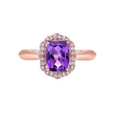 Simply stunning, this Gemminded 18k rose gold-plated sterling silver ring features amethyst and white topaz gemstones. Click on this JEWELRY & WATCHES GUIDE to learn about fit, styles, materials and more! Simply stunning, this Gemminded 18k rose gold-plated sterling silver ring features amethyst and white topaz gemstones. Click on this JEWELRY & WATCHES GUIDE to learn about fit, styles, materials and more! FEATURES 11 mm width Shank style: straight Metal: sterling silver Plating: 18k rose gold F Fine Jewelry Amethyst Ring In Rose Gold, Rose Gold Amethyst Ring Fine Jewelry, Amethyst Diamond Ring In Rose Gold, Luxury Rose Gold Amethyst Ring With Center Stone, Formal Rose Gold Amethyst Ring With Gemstone Accents, Rose Gold Amethyst Ring With Gemstone Accents, Rose Gold Amethyst Ring With Gemstone Accents For Anniversary, Rose Gold Amethyst Jewelry With Halo Setting, Rose Gold Amethyst Rings With Halo Setting