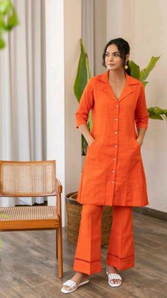 Co Ords Outfits From Saree, Co Ords Kurta Set, Collar Neck Coord Set, Coord Set Designs Cotton, Neck Design For Cord Set, Co Cord Set Design, Women Cord Set Design, Cord Sets Designs For Women, Co Ords Outfits Indian Party Wear