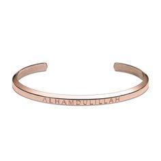 Alhamdulillah Cuff Bracelet | Islamic Jewelry | Crscnt Moon Adjustable Rose Gold Bangle With Polished Finish, Adjustable Polished Rose Gold Bangle, Classic Adjustable Rose Gold Cuff Bracelet, Classic Adjustable Rose Gold Bangle, Adjustable Rose Gold Cuff Bracelet, Tarnish Resistant, Adjustable Tarnish-resistant Rose Gold Cuff Bracelet, Minimalist Rose Gold Cuff Bracelet For Anniversary, Elegant Personalized Rose Gold Bangle, Classic Rose Gold Cuff Bracelet As Gift