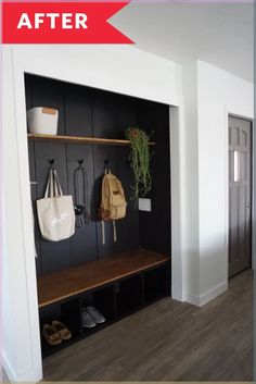 the entryway is clean and ready to be used as a mudroom for shoes