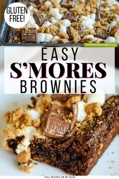 easy s'mores brownies recipe with text overlay