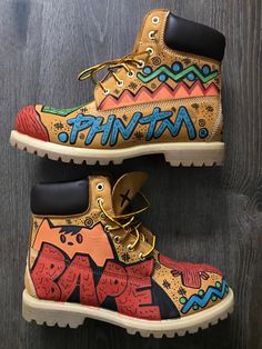 Custom timberland premium boots custom made by hand  1 of 1 custom  designs may vary Hand Painted Boots, Custom Timberland Boots, Timberland Boots Style, Timberland Custom, Painted Boots, Skateboard Outfits, Boots Leopard, Custom Shoes Diy, Leopard Print Boots