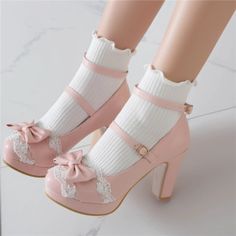 Kawaii Platform Vintage Style Fashion Shoes with Bow · KoKo Fashion · Online Store Powered by Storenvy Barbie Homescreen, Tacos Aesthetic, Coquette Shoes, Sepatu Platform, Heels Platform Pumps, Era Victoria, Bow High Heels, Dr Shoes, Kawaii Shoes