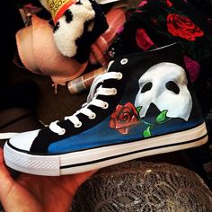 Phantom of the Opera Shoes High-top Painted Canvas Shoes Custom All Star, Shoes Anime, Custom Painted Shoes, Creative Shoes, Shoes Unique, All Star Shoes