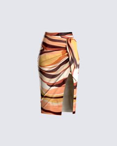 Coen Abstract Print Midi Skirt Skirts Cargo, Orange Satin, Dress Gloves, Printed Midi Skirt, Satin Midi Dress, Midi Skirts, Satin Skirt, Wedding Weekend, Leather Mini Skirts