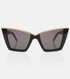 SL 570 Square Sunglasses in Black - Saint Laurent | Mytheresa Black Sunglasses Square, Cat Eye Frames, Metal Bar, Gold Tone Metal, Gold Frame, Cat Eye Sunglasses, Square Sunglasses, Cat Eye, Saint Laurent