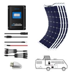 the kit includes an rv, solar panel and cables