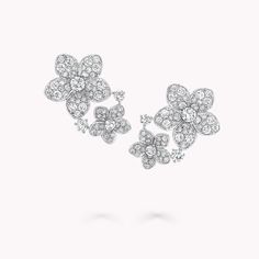 Inspired by the untamed beauty of an English garden, the Wild Flower double diamond earrings in white gold feature pairs of diamond blossoms, each uniquely rendered down to the last petal. Bursting with life and arranged with carefree charm, round diamond accents are set to sparkle among the blooms. The Wild Flower collection is an invitation to escape into a garden that grows just for you. From trios and individual blooms to floral clusters and blossoms laid out in a row, each Wild Flower jewel Large Diamond Stud Earrings, Graff Jewelry, Large Diamond Rings, Graff Diamonds, Flower Diamond Ring, Expensive Diamond, Pave Diamond Earrings, Flower Collection, Double Diamond