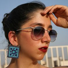 handmade silver necklace and embroidered earrings set. the silver work,embroidery, and design for this set are crafted by hand.  the weight of sterling silver used for the earrings is 3 grams, and for the necklace, it is 8 grams. The earrings and necklace are hand made needle work with 100% natural thread, all environmentally friendly material (100% cotton and 925 starling silver, NO plastic) for people that we share our concern about environment with. One item takes days and days of needlework. Persian Embroidery, About Environment, Earrings Handmade Silver, Handmade Silver Earrings, Embroidered Earrings, Embroidered Necklace, Silver Earrings Handmade, Needle Work, Silver Work