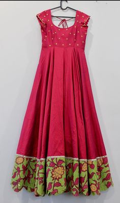 Latest Party Wear Dress 2024, Ethnic Frocks For Women, Traditional Party Wear Dresses For Women, Kalamkari Frocks For Women, Kalamkari Long Frocks, Kalamkari Frocks, Kalamkari Kurtis, Latest Long Frock Designs, Frocks For Women Party