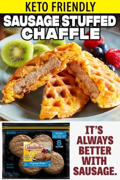 an advertisement for sausage stuffed waffles with keto friendly it's always better with sausage