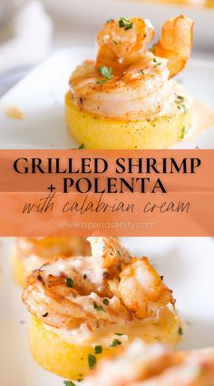 grilled shrimp and polenta with cauliflower cream is an easy appetizer