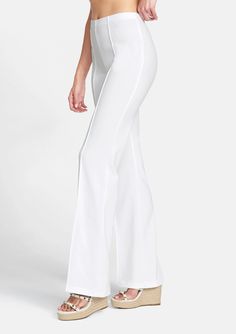 Tall Anabella Flare Pants | Alloy Apparel White Flared Formal Bottoms, White Flare Wide Leg Pants For Work, Elegant Stretch Wide Leg Flare Pants, Chic Flared Office Bottoms, Chic Flare Bottoms For Office, White Flare Bottoms For Workwear, Flare Pants, High Rise, Sleek