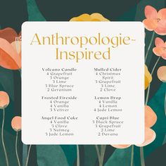 Discover the essence of diverse cultures with our unique anthropology-inspired essential oil diffuser blends. Using only the finest Young Living Essential Oils, each blend is crafted to transport you to far-off lands and ancient civilizations. Immerse yourself in the aromatic traditions of the world from the comfort of your home. #essentialoilsblends #YoungLiving #DiffuserBlends #Anthropology #CulturalScents #HomeAromatherapy #WellnessTips #GlobalTraditions #ExploreWithScents Anthropologie Oil Blend, Anthropology Oil Blend, Anthro Oil Blend, Anthro Essential Oil Blend, Anthropologie Essential Oil Recipe, Anthropology Diffuser Blend, Relaxing Diffuser Blends Young Living, Anthropology Essential Oil Blend, Anthropologie Essential Oil Blend