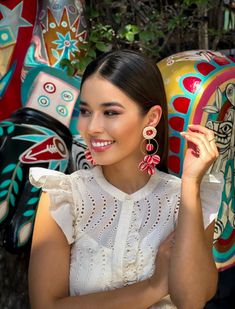 Handmade earrings White Beaded Earrings For Summer, Trendy Beaded Earrings With Ear Wire, Handmade Earrings For Party, Unique Summer Beaded Earrings, Party Beaded Earrings With Ear Wire, Chic Red Earrings, Jewellery Photography, Bold Earrings, Jewelry Photography