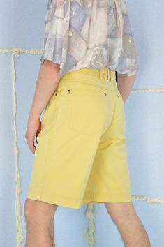 Vintage yellow classic cotton shorts {S238} PRODUCT INFO: Material - 100% COTTON / Size tag on item - 30 / WAIST - 76 / FULL LENGTH - 55 CM / 21.5 INCH / Our model is 179 cm and normally wears a size M INFO: Due to item's vintage condition, the original tag might not show the true size. If you have any questions about this product or shipping just drop us a message and we will get back to you as soon as possible. CONDITION: Please note that Hanger Vintage sell true vintage pieces, which means th Vintage Pieces, Vintage Yellow, Get Back, True Vintage, Cotton Shorts, Size Tag, Mens Shorts, High Waisted Skirt, Full Length