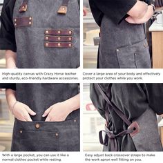 the instructions for how to make an apron with leather straps and buckles on it