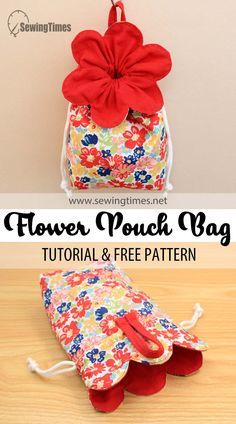 flower pouch bag sewing pattern with instructions