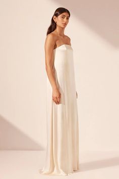 LA LUNE STRAPLESS COLUMN MAXI DRESS | CREAM | DRESSES | SHONA JOY – Shona Joy International Cream Satin Maxi Dress For Summer, Elegant Beige Maxi Dress With Straight Neckline, Bandeau Maxi Dress For Gala, Strapless Silk Summer Gown, Silk Strapless Maxi Dress For Gala, Elegant Silk Bandeau Dress, Silk Maxi Dress With Straight Neckline, Cream Satin Floor-length Maxi Dress, Chic Silk Strapless Floor-length Dress