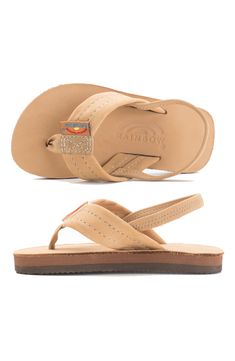 A classic flip-flop is designed with a soft leather footbed and hand-molded arch. The leather straps are secured to the footbed by nylon webbing for enhanced comfort. Sizes 6-10 have heel strap for secure fit. Nonslip sole. Leather upper and lining/EVA sole. By Rainbow; imported. Kids' Shoes. Mens Beauty, Hand Molding, Eva Sole, Strap Heels, Flip Flop, Big Kids, Leather Sandals, Mens Flip Flop, Soft Leather