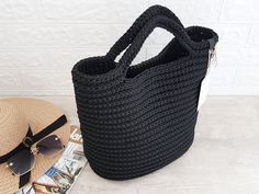 Stylish, roomy, soft and cosy crochet tote bag for those who love comfortable things! Crochet bag - perfect for summer on the beach, it are soft and comfortable. Tote bag, you can use it as a shopping bag. It can also be a great gift for moms, daughter. 𝙎𝙄𝙕𝙀 Width - 38 cm (15 in) Hight- 38 cm (15 in) with handles - 41 cm (17 in) ✘ Please remember that this item is made by hand, so there might be a measurement difference of 0.5-1 cm (0.2-0.4 inches). 𝙒𝙀𝙄𝙂𝙃𝙏 Approx - 0.800 kg/1.76 lb 𝘾? Summer On The Beach, Cosy Crochet, Crochet Black, Rope Bag, Handbag For Women, Crochet Tote Bag, Great Gifts For Mom, Crochet Tote, Colour Star