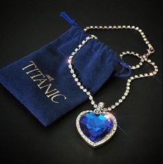 Necklace "Ocean Heart"-Jewelry-Pisani Maura-Blue-royal blue-45cm-Pisani Maura Jin Jang, Blue Pendant Necklace, Ocean Inspired Jewelry, Ocean Heart, Ocean Necklace, Blue Pendant, Necklace Necklace, Sapphire Necklace, Van Cleef Arpels