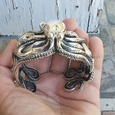 Extra Large Octopus Silver Cuff Bracelet - Etsy Unique Sterling Silver Cuff Bracelet, Unique Sterling Silver Bracelet For Gift, Unique Silver Cuff Bracelet, Mermaid Jewellery, Statement Cuff Bracelet, Mermaid Bracelet, Key West Fl, Mermaid Jewelry, Heavy Chain