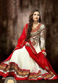 Soha Ali Khan In Cream Salwar Kameez YS104741 Indian Party Wear Dresses, Indian Anarkali, Indian Party Wear, Desi Clothes, Saree Shopping, Desi Fashion, Indian Ethnic Wear, Party Wear Dresses