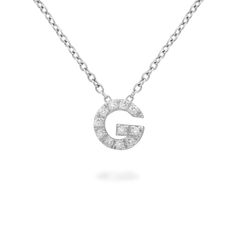 IN STOCK AND READY TO SHIP:C, G, J, L, M, N, P.All other letters have a 1-2 week processing and shipping time. 18K WG 0.03-0.07 TDW (Depending on Letter) 16 Inch Adjustable Chain Diamond Initial Necklace, Letter Pendant Necklace, White Gold Necklaces, Unique Jewelry Designs, Letter Pendants, Stunning Necklace, Diamond Pendant Necklace, Artistic Jewelry, Initial Necklace