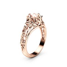 "Peach Pink Morganite Engagement Ring 14K Rose Gold Ring Unique Filigree Engagement Ring. Engagement Ring, Morganite Ring, Peach Pink, Rose Gold, 14K Gold, Rose Gold Morganite, Vintage Gold Ring, Morganite Engagement, Morganite, Art Deco Ring, Gold Engagement, Gemstone Ring, Ayala Jewelry. This peach pink morganite engagement ring is a priceless statement of your love. Handmade in expert detail, this 14k rose gold ring is handcrafted with the utmost care and precision. It features a smooth band Gold Ring Unique, Pink Morganite Engagement Ring, Vintage Gold Rings, Filigree Engagement Ring, Rose Gold Morganite, Spike Earrings, Morganite Engagement, Pink Morganite, 14k Rose Gold Ring