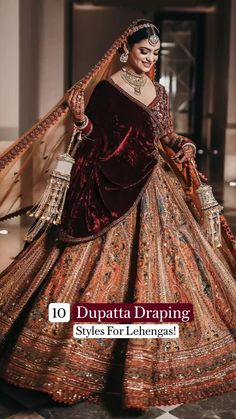 Double Dupatta, Dupatta Draping Styles, Dupatta Draping, Latest Bridal Lehenga Designs, Draping Styles, Bridal Lehenga Designs, Lehenga Dupatta