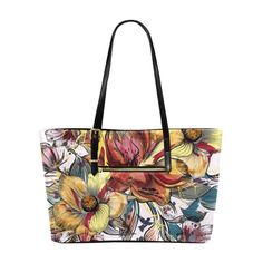 An eye-catching, colorful daily carry-all handbag, our Floral Euramerican Tote Bag Large features a spacious main compartment with a zip closure for added security. Made from Eco-Conscious Vegan Leather makes it environmentally friendly and designed to last. Eco-Conscious Faux Vegan Leather Single zippered top inside closure. One main compartment, big enough to bring purse, cosmetic case, sunglasses, etc. One Inner zipper pocket on back wall and two slip pockets. Made from High-grade PU leather. Daily Carry, Zipper Top, Cosmetic Case, Large Bags, Quality Clothing, Leather Belt, Zipper Pocket, Vegan Leather, Pu Leather