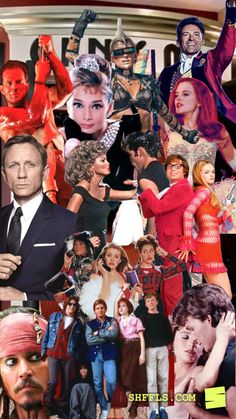 the collage shows many different people in costumes