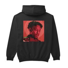 21 Savage Hoodie with custom-designed artwork. Premium quality, unisex hoodie. Custom Artwork Long Sleeve Hoodie For Streetwear, Casual Hoodie With Custom Artwork For Streetwear, Artistic Graphic Print Sweatshirt For Streetwear, Artistic Cotton Sweatshirt For Streetwear, Hip Hop Fan Merchandise Hoodie With Graphic Print, Hip Hop Graphic Print Hoodie For Fan Merchandise, Hip Hop Graphic Print Hoodie For Fans, Red Graphic Print Hoodie For Fans, Graphic Print Hoodie For Fan Merchandise