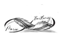 a drawing of a feather with the word battenney written on it