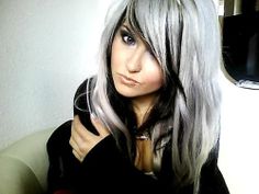 silver & black hair - is it wrong that I really REALLY love this color?!? Silver Hair, A Woman, Grey, Silver, Hair, Black