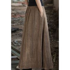 Versatile Elastic Waist Skirt Fabric: 70.8%Ramie+29.2%Cotton Size: Free Size Multiple Color Selections: Brown, Apricot Skirt Type: Skirt Style Type: Street Trendy  Season: Spring, Fall, Winter, Summer Non-stretch Maxi Skirt For Fall, Spring Baggy Lined Maxi Skirt, Non-stretch Brown Cotton Skirt, Non-stretch Long Lined Skirt, Casual High Waist Gathered Skirt, Casual Non-stretch Maxi Skirt, Beige Casual Non-stretch Skirt, Non-stretch Flared Beige Skirt, Casual Full Maxi Skirt With Elastic Waistband