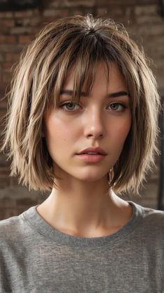 Short Hair With Bangs Bob, Jawline Bob Haircut With Bangs, Artsy Haircut, Bobs With Fringe, Bob With Feathered Bangs, Blond Cacao, Medium Bob With Bangs, Medium Bob Haircuts, Short Hairstyles With Bangs